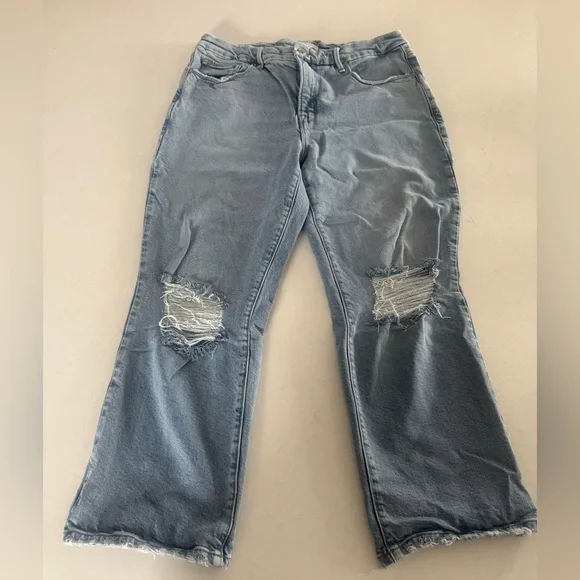 Good American Petite Straight Distressed Jeans - Picture 1 of 4